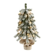 Load image into Gallery viewer, 2' Flocked Alpine Christmas Artificial Tree w/ 35 Lights, 92 Bendable Branches