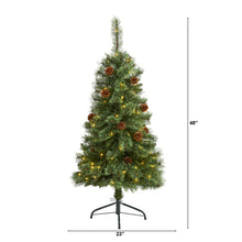Load image into Gallery viewer, 4' White Mountain Pine Artificial Christmas Tree w/ 100 Clear LED Lights
