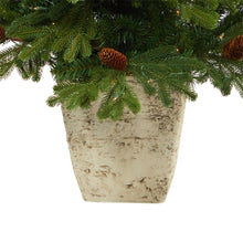 Load image into Gallery viewer, 4' Yukon Mountain Fir Artificial Christmas Tree w/ 100 Clear Lights, Pine Cones