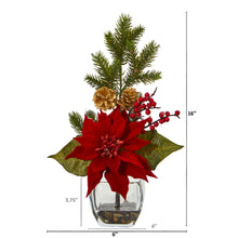 Load image into Gallery viewer, Poinsettia, Berry and Pine Artificial Arrangement in Vase