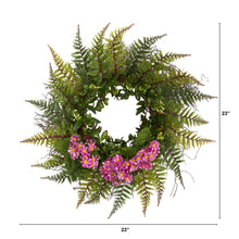 Load image into Gallery viewer, 23" Assorted Fern and Daisy Artificial Wreath