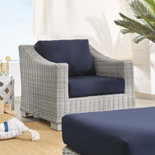 Load image into Gallery viewer, Conway 2-Piece Sunbrella¨ Outdoor Patio Wicker Rattan Armchair and Ottoman Set by Modway
