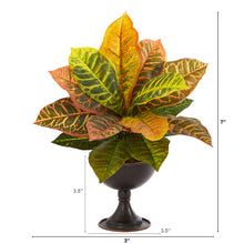Load image into Gallery viewer, 14" Garden Croton Artificial Plant in Metal Chalice (Real Touch)