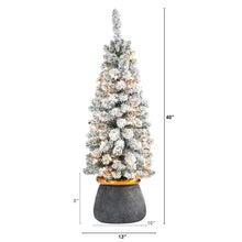 Load image into Gallery viewer, 40' Flocked Pencil Artificial Christmas Tree w/ 50 Clear Lights & 132 Bendable