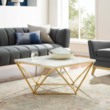 Load image into Gallery viewer, Vertex Gold Metal Stainless Steel Coffee Table by Modway