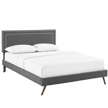 Load image into Gallery viewer, Virginia Fabric Queen Platform Bed with Round Splayed Legs by Modway