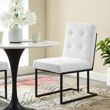 Load image into Gallery viewer, Privy Black Stainless Steel Upholstered Fabric Dining Chair by Modway