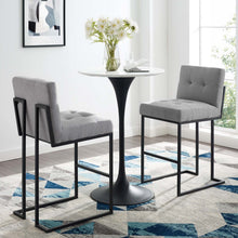 Load image into Gallery viewer, Privy Black Stainless Steel Upholstered Fabric Bar Stool Set of 2 by Modway