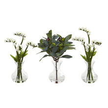 Load image into Gallery viewer, 10" Baby Breath and Olive Artificial Arrangement in Vase (Set of 3)