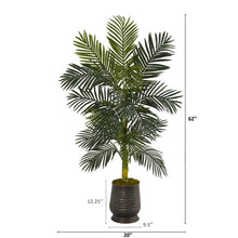 Load image into Gallery viewer, 62" Golden Cane Artificial Palm Tree in Ribbed Metal Planter