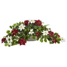 Load image into Gallery viewer, 33" Poinsettia and Variegated Holly Artificial Plant in Planter (Real Touch)