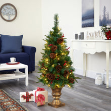 Load image into Gallery viewer, 4' Pine, Pinecone and Berries Artificial Christmas Tree in Decorative Urn