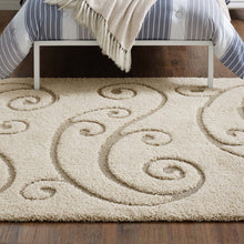 Load image into Gallery viewer, Jubilant Sprout Scrolling Vine Shag 5x8 Area Rug by Modway