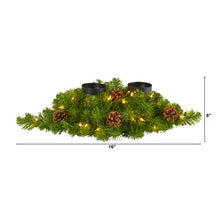 Load image into Gallery viewer, 24" Artificial Christmas Double Candelabrum w/35 Warm White Lights, Pine Cones