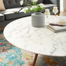 Load image into Gallery viewer, Lippa 48" Round Faux Marble Coffee Table with Tripod Base by Modway