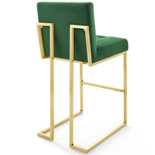 Load image into Gallery viewer, Privy Gold Stainless Steel Performance Velvet Bar Stool by Modway