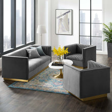 Load image into Gallery viewer, Sanguine 3 Piece Vertical Channel Tufted Upholstered Performance Velvet Set by Modway