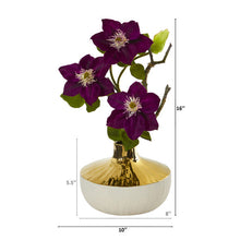 Load image into Gallery viewer, 16" Anemone Artificial Arrangement in Gold and Cream Elegant Vase
