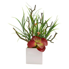 Load image into Gallery viewer, 17" Succulent and Grass Artificial Plant in White Planter