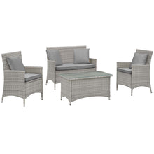 Load image into Gallery viewer, Bridge 4 Piece Outdoor Patio Patio Conversation Set with Pillow Set by Modway