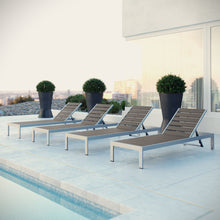 Load image into Gallery viewer, Shore Outdoor Patio Aluminum Chaise Set of 4 by Modway