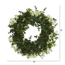 Load image into Gallery viewer, 18" Eucalyptus and Dancing Daisy Double Ring Artificial Wreath with Twig Base