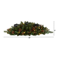 Load image into Gallery viewer, 30" Flocked and Glittered Artificial Christmas Triple Candelabrum