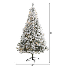 Load image into Gallery viewer, 7' Flocked White River Mountain Pine Artificial Christmas Tree w/ Pinecones