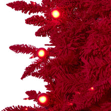 Load image into Gallery viewer, 7' Red Flocked Fraser Fir Artificial Christmas Tree with 500 Red Lights