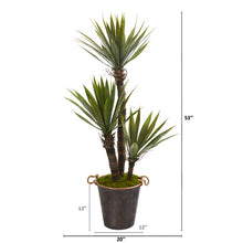 Load image into Gallery viewer, 53" Yucca Artificial Tree in Decorative Metal Pail with Rope