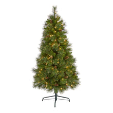 Load image into Gallery viewer, 5' Golden Tip Washington Pine Artificial Christmas Tree with 150 Clear Lights