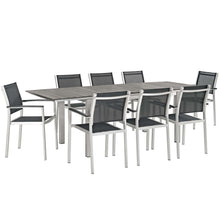 Load image into Gallery viewer, Shore 9 Piece Outdoor Patio Aluminum Dining Set by Modway