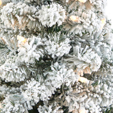 Load image into Gallery viewer, 3' Flocked Pencil Artificial Christmas Tree w/ 50 Clear Lights & 132 Bendable
