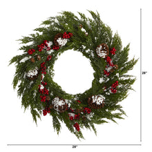 Load image into Gallery viewer, 32'' Cypress with Berries and Pine Cones Artificial Wreath