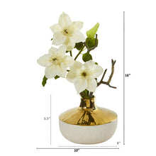 Load image into Gallery viewer, 16" Anemone Artificial Arrangement in Gold and Cream Elegant Vase