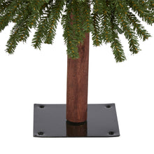 Load image into Gallery viewer, 4' Grand Alpine Artificial Christmas Tree with 100 Clear Lights w/Natural Trunk