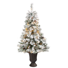 Load image into Gallery viewer, 4.5' Flocked White River Mountain Pine Artificial Christmas Tree w/ Pinecones