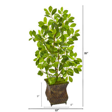 Load image into Gallery viewer, 35" Ficus Artificial Tree in Decorative Metal Planter