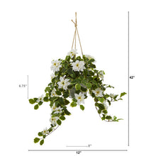 Load image into Gallery viewer, 3.5' Poinsettia and Variegated Holly Artificial Plant in Hanging Metal Bucket