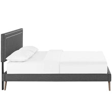Load image into Gallery viewer, Virginia Fabric Queen Platform Bed with Round Splayed Legs by Modway