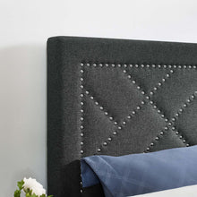 Load image into Gallery viewer, Reese Nailhead Upholstered Linen Fabric Full / Queen Headboard by Modway