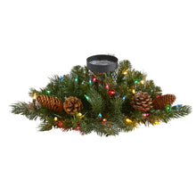 Load image into Gallery viewer, 16" Flocked and Glittered Artificial Christmas Pine Candelabrum