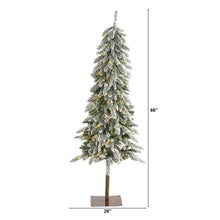 Load image into Gallery viewer, 5.5' Flocked Washington Alpine Christmas Artificial Tree w 150 White Warm LED