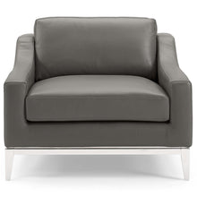 Load image into Gallery viewer, Harness Stainless Steel Base Leather Armchair by Modway