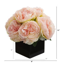 Load image into Gallery viewer, 11" Peony Artificial Arrangement in Black Vase