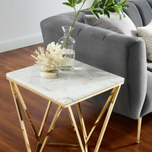 Load image into Gallery viewer, Vertex Gold Metal Stainless Steel End Table by Modway