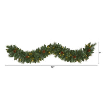 Load image into Gallery viewer, 6' White Mountain Pine Artificial Garland w/ 35 White Warm LED Lights/Pinecones