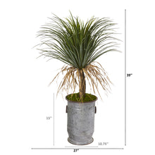 Load image into Gallery viewer, 39" Pony Tail Palm Artificial Plant in Vintage Metal Planter