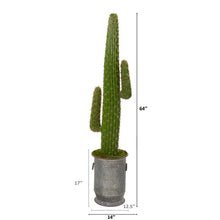 Load image into Gallery viewer, 64" Cactus Artificial Plant in Copper Trimmed Metal Planter