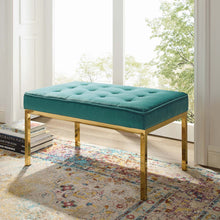 Load image into Gallery viewer, Loft Gold Stainless Steel Leg Medium Performance Velvet Bench by Modway